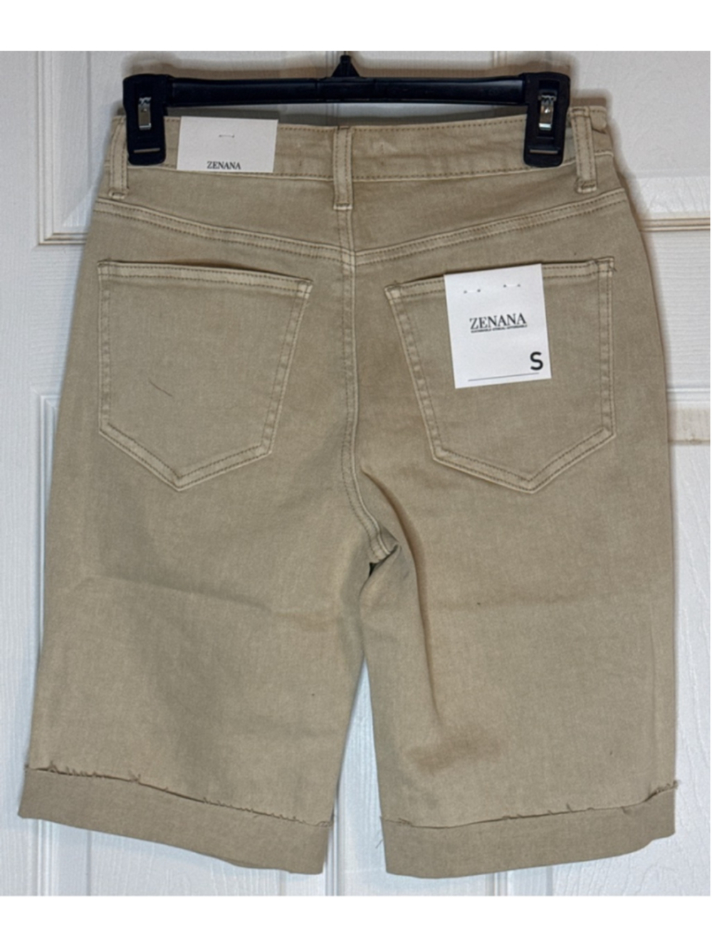 ZENANA Khaki Bermuda Shorts Size S - Picture 2 of 2